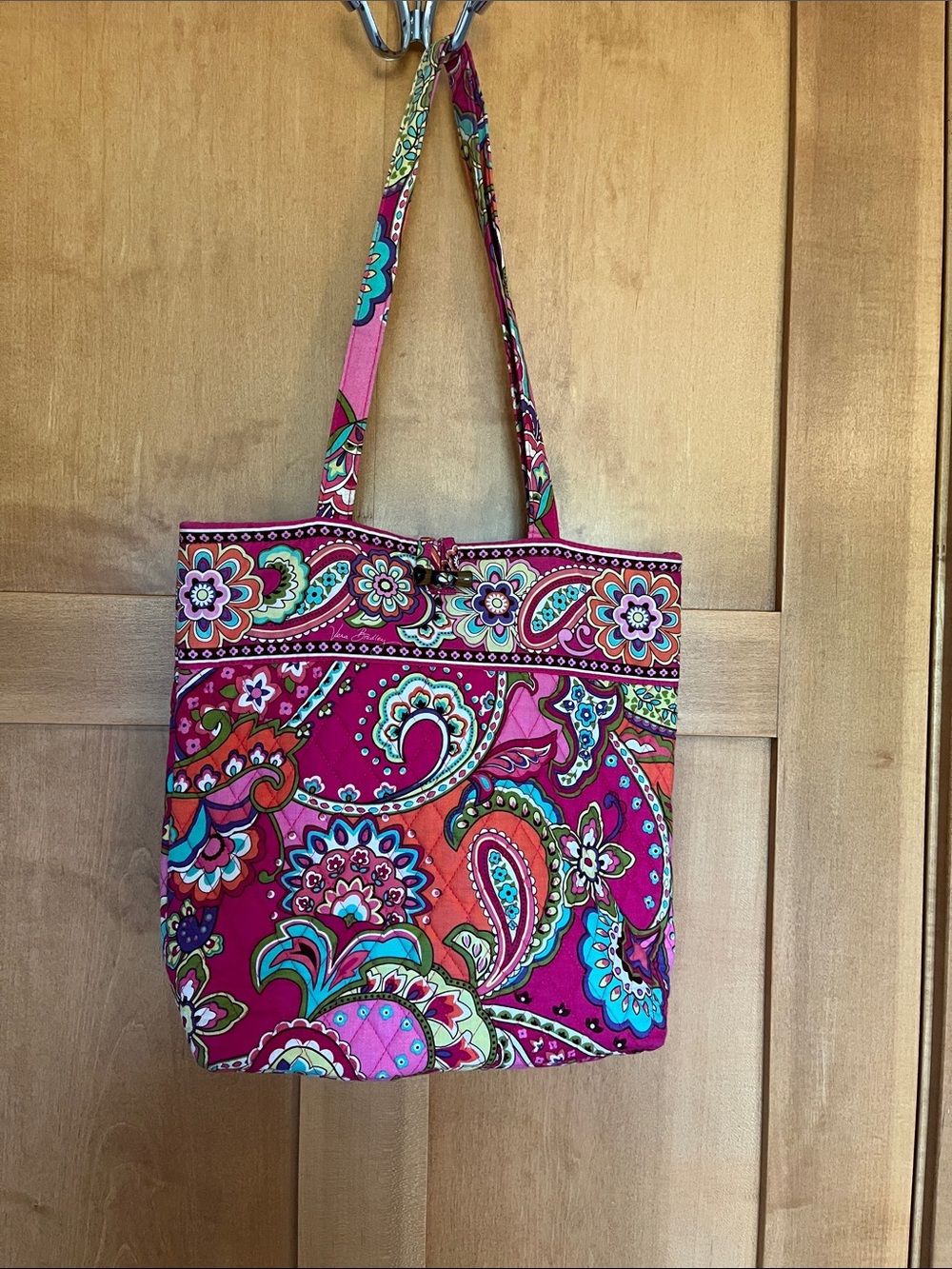 Vera Bradley Pink Swirls Retired Quilted Tote Bag Paisley Floral